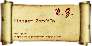 Mitzger Zorán névjegykártya